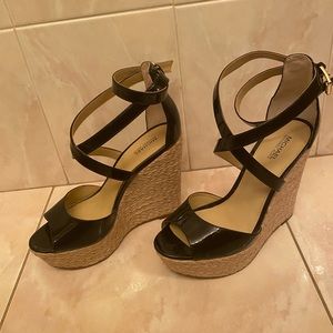 BRAND NEW shiny black Gabriella wedges